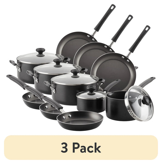 (3 Pack) 12-Piece Easy Clean Nonstick Saucepan